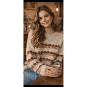 NEW Elsamanda Women's M Made in Italy Alpaca Mohair Blend Scalloped  Sweater Med